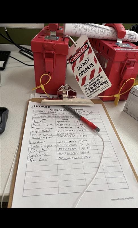 Hitachi Energy group lock box register for lockout-tagout coordination on site